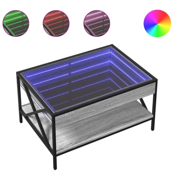 vidaXL Soffbord med Infinity LEDs grå sonoma 70x50x38 cm