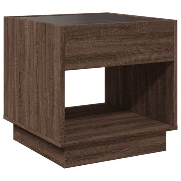 vidaXL Soffbord med Infinity LEDs brun ek 50x50x50 cm