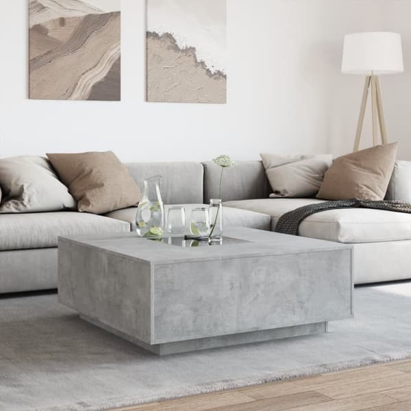 vidaXL Salongbord med Infinity LED betonggrå 100x100x40 cm