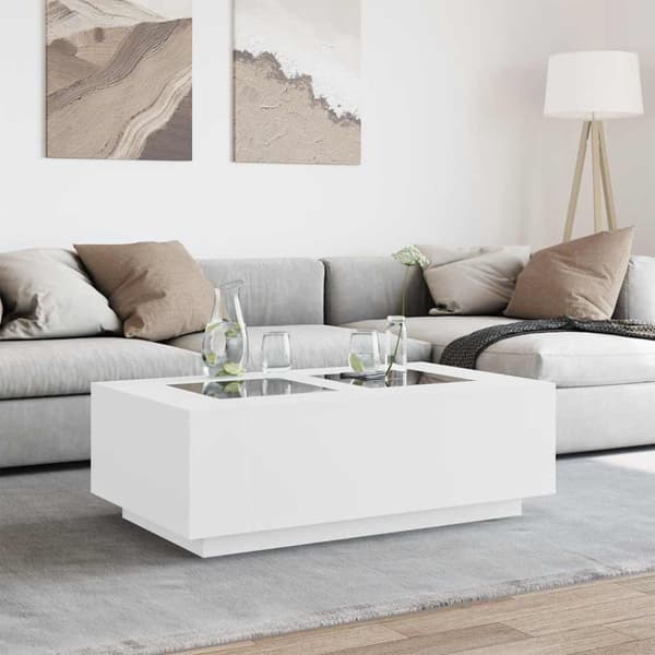 vidaXL Salongbord med Infinity LED hvit 116x69x40 cm