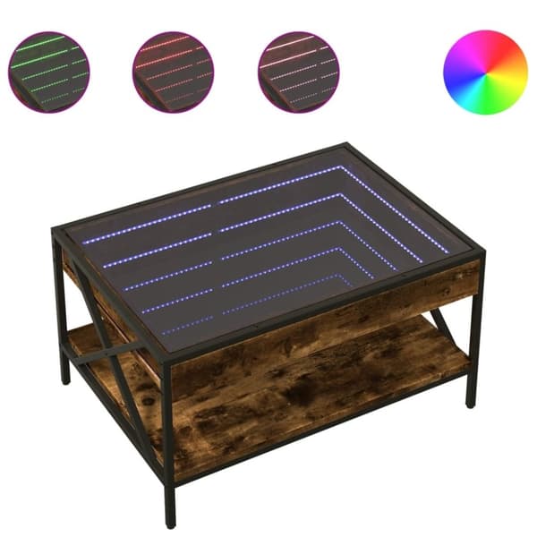 vidaXL Soffbord med Infinity LEDs rökfärgad ek 70x50x38 cm