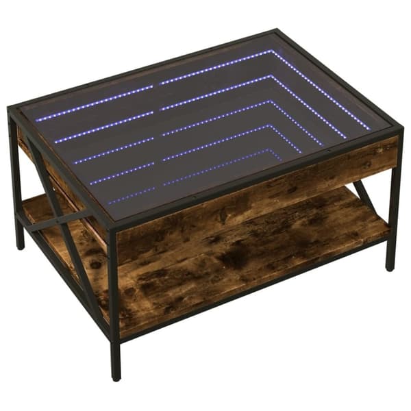 vidaXL Soffbord med Infinity LEDs rökfärgad ek 70x50x38 cm