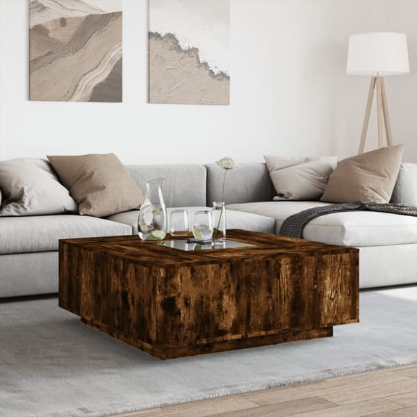 vidaXL sohvapöytä Infinity LED-valoilla savutammi 100x100x40 cm