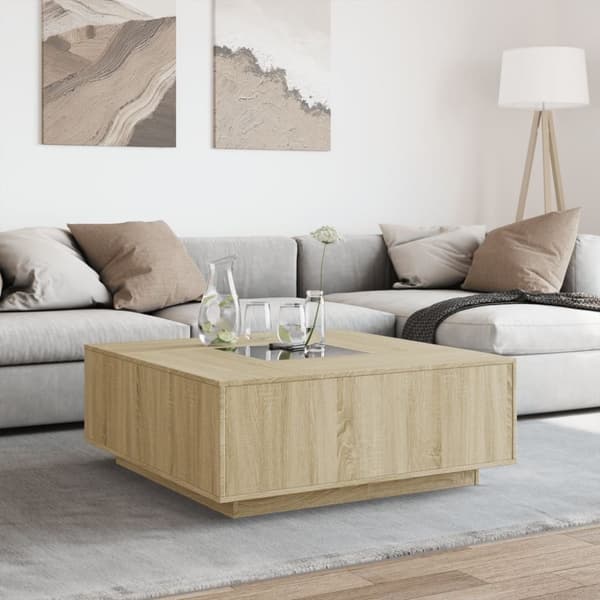 vidaXL sofabord med Infinity LED-lys 100x100x40 cm sonoma-eg