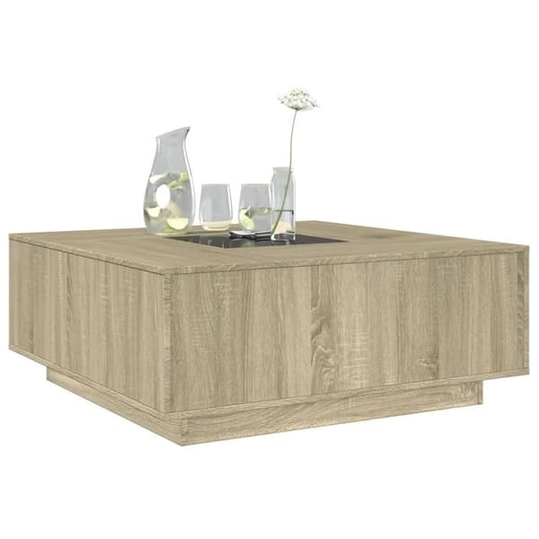 vidaXL sofabord med Infinity LED-lys 100x100x40 cm sonoma-eg