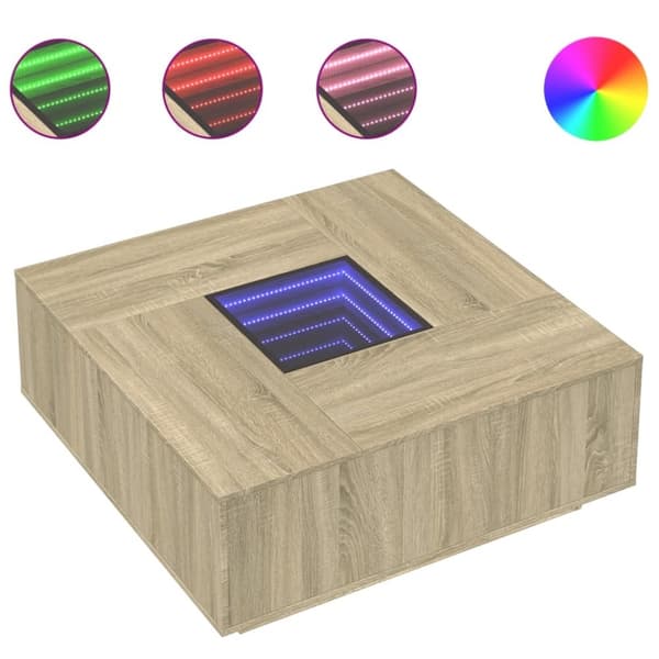 vidaXL sofabord med Infinity LED-lys 100x100x40 cm sonoma-eg