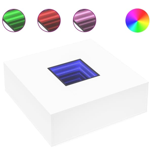 vidaXL Soffbord med Infinity LEDs vit 100x100x40 cm