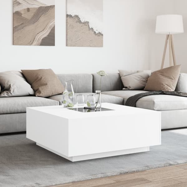 vidaXL Soffbord med Infinity LEDs vit 100x100x40 cm