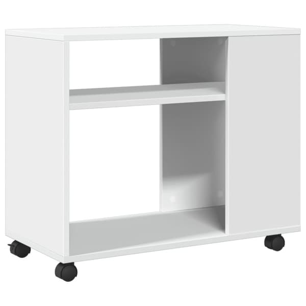 vidaXL sidebord med hjul 70x35x60 cm konstrueret træ hvid