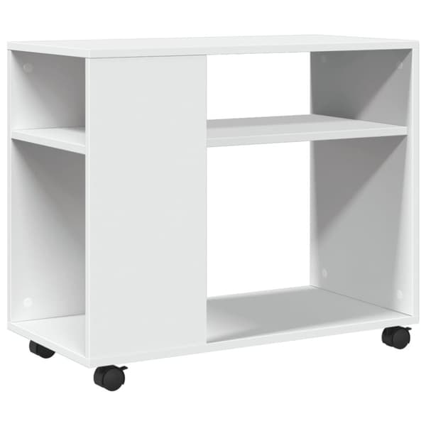 vidaXL sidebord med hjul 70x35x60 cm konstrueret træ hvid