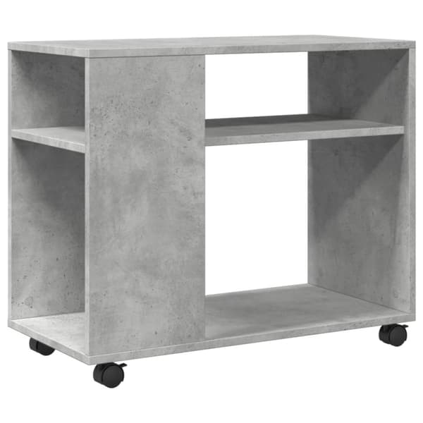 vidaXL Sidebord med hjul betonggrå 70x35x60 cm konstruert tre