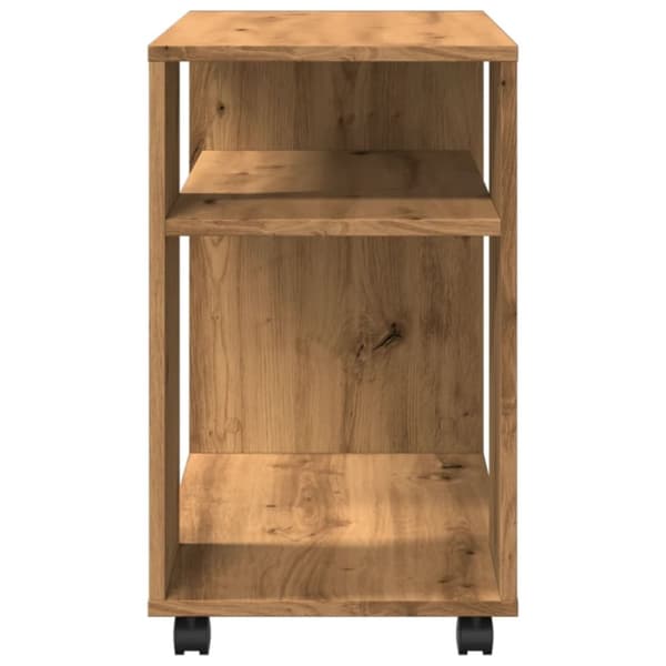 vidaXL sidebord med hjul 70x35x60 cm konstrueret træ egetræslook