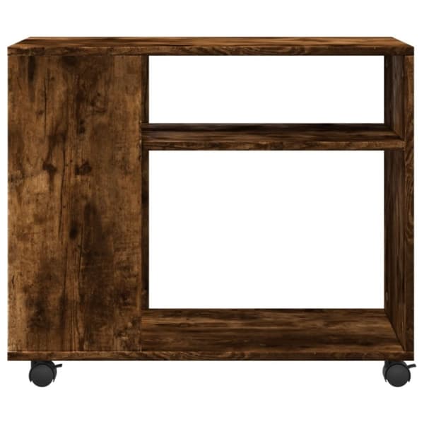vidaXL sidebord med hjul 70x35x60 cm konstrueret træ røget egetræ