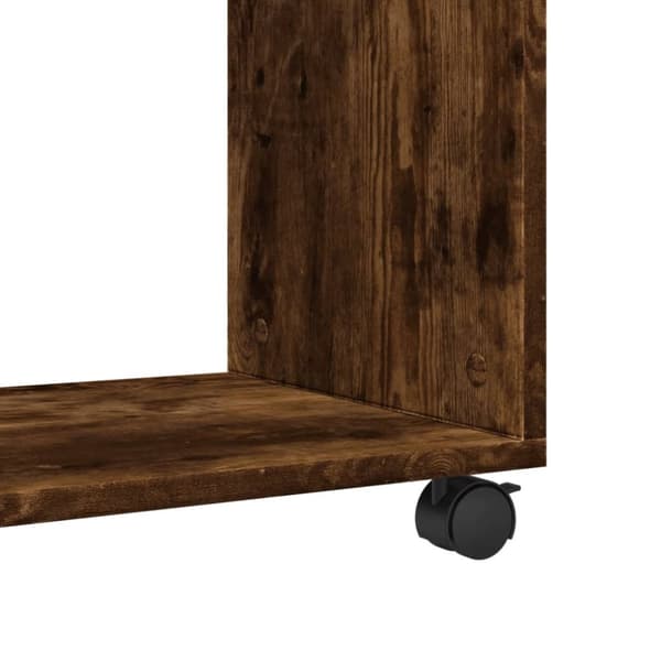 vidaXL sidebord med hjul 70x35x60 cm konstrueret træ røget egetræ