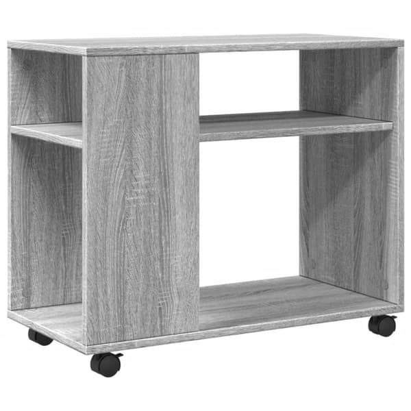 vidaXL Sidebord med hjul grå sonoma 70x35x60 cm konstruert tre