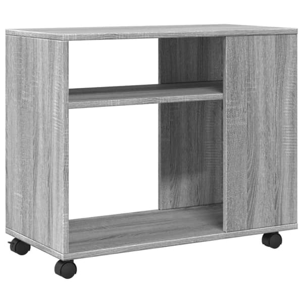 vidaXL sidebord med hjul 70x35x60 cm konstrueret træ grå sonoma-eg