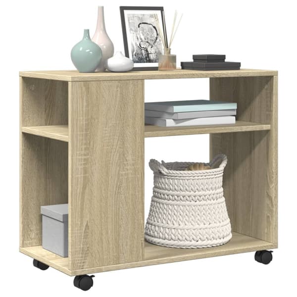 vidaXL Sidebord med hjul sonoma eik 70x35x60 cm konstruert tre