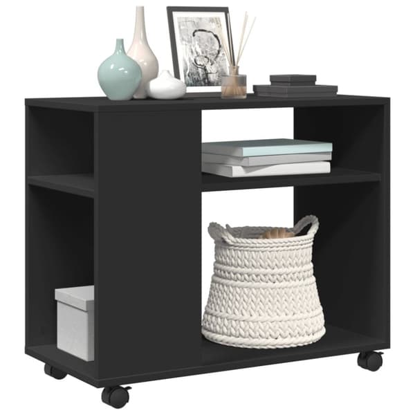 vidaXL sidebord med hjul 70x35x60 cm konstrueret træ sort