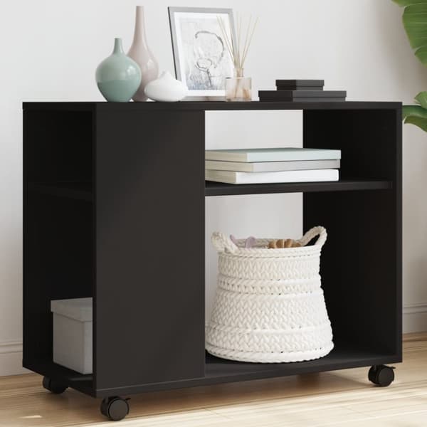 vidaXL sidebord med hjul 70x35x60 cm konstrueret træ sort