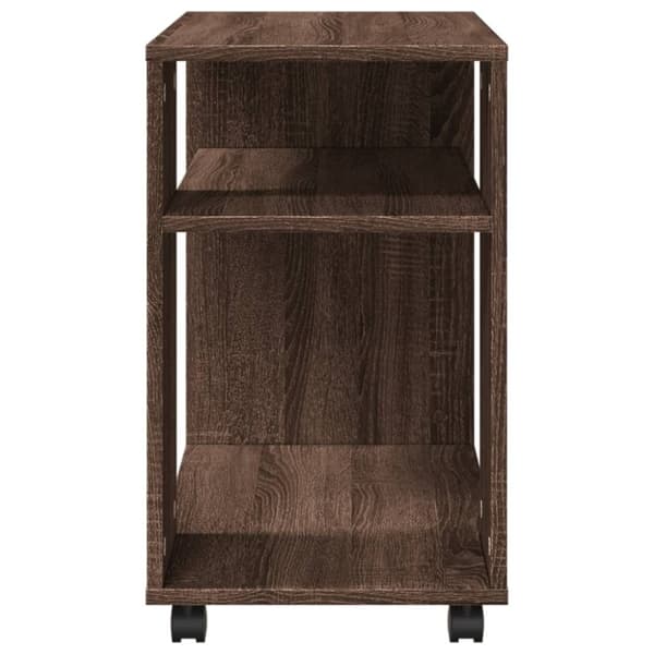 vidaXL sidebord med hjul 70x35x60 cm konstrueret træ brunt egetræ