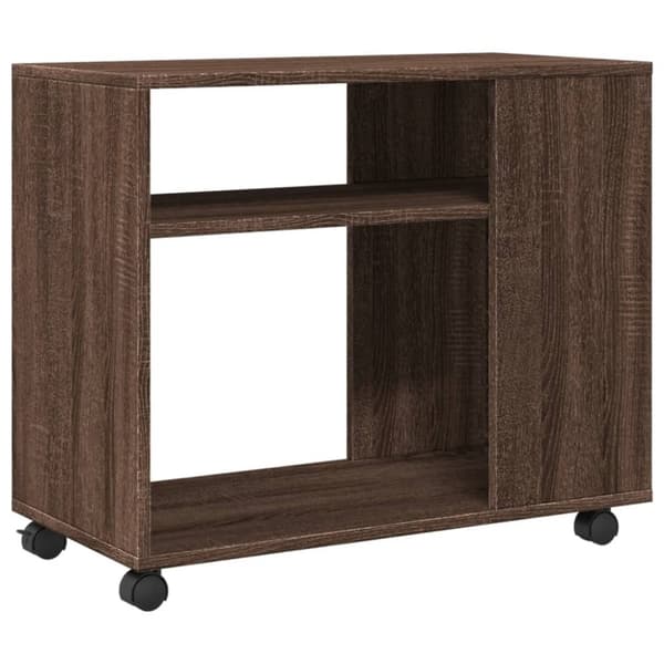 vidaXL sidebord med hjul 70x35x60 cm konstrueret træ brunt egetræ