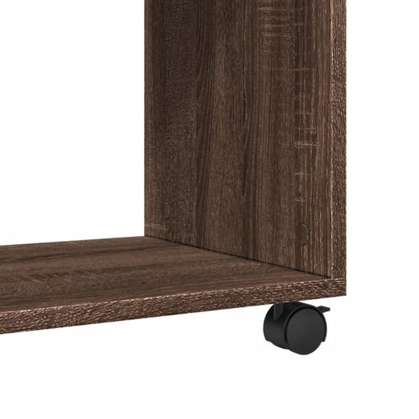 vidaXL sidebord med hjul 70x35x60 cm konstrueret træ brunt egetræ