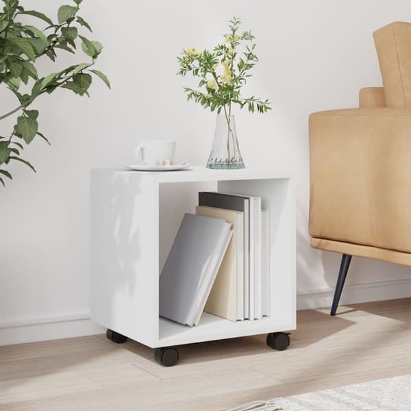 vidaXL Rulleskap hvit 37x33x42,5 cm konstruert tre