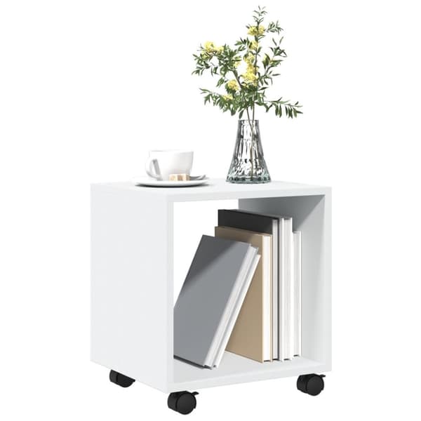 vidaXL Rulleskap hvit 37x33x42,5 cm konstruert tre
