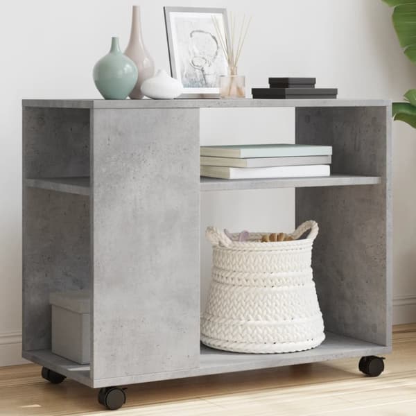 vidaXL Sivukaappi pyörillä betoninharmaa 70x35x60 cm tekninen puu