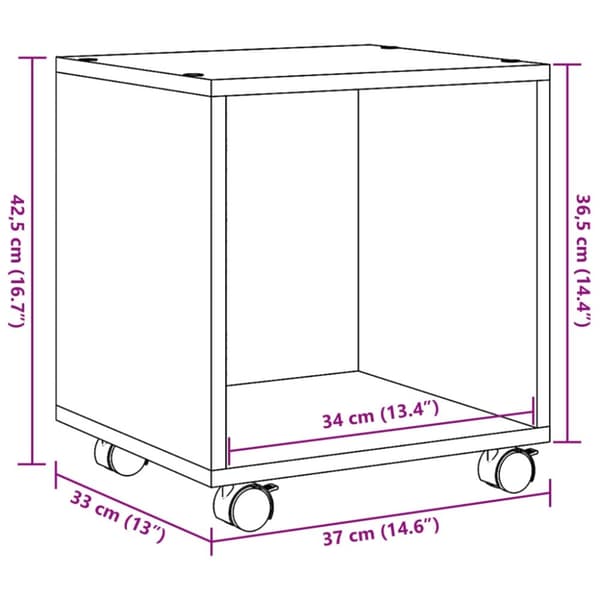 vidaXL rullebord 37x33x42,5 cm konstrueret træ betongrå