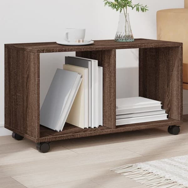 vidaXL rullebord 72x33x42,5 cm konstrueret træ brun egetræsfarve