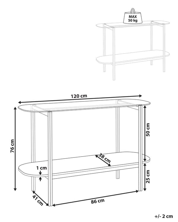 Konsolbord Silver med Ljust Trä Glasskiva Metallram Hylla Modern Design