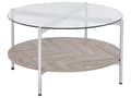 Miniatyrbilde 1 av 6: Sofabord Sølv Lyst tre Glassplate Metallramme Rund form Moderne design Stue Salongbord