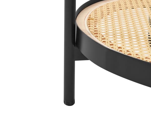 Sofabord Svart med Glassplate Lyst tre Metallramme Rund Hylle Wienerflette Moderne
