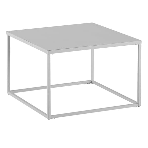 Rootz firkantet sofabord i industriel stil - Moderne midterbord - Metalstel - Opbevaringstop - 60 cm x 60 cm x 40 cm - Hvid
