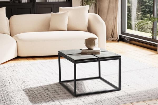 Rootz Modern Design Square -sohvapöytä - Lasilevy - Metallikehys - Käsintehty - Tilava säilytystila - 58cm x 58cm x 43,5cm