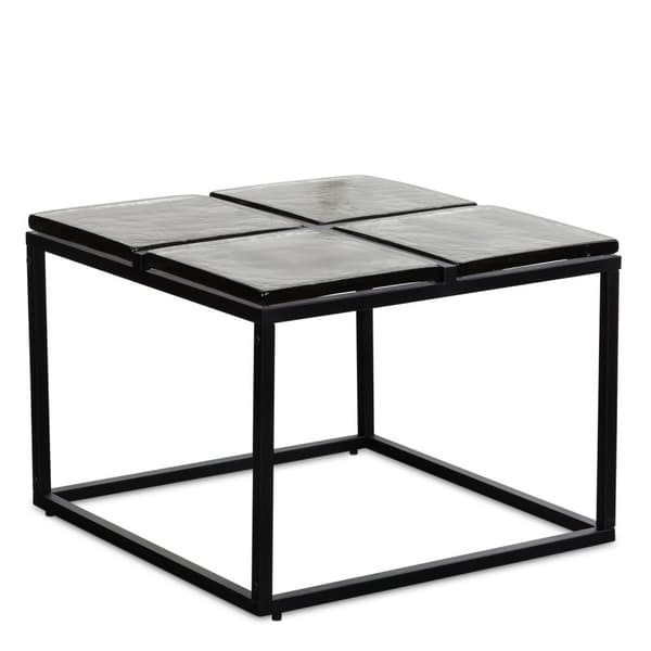 Rootz Modern Design Square -sohvapöytä - Lasilevy - Metallikehys - Käsintehty - Tilava säilytystila - 58cm x 58cm x 43,5cm