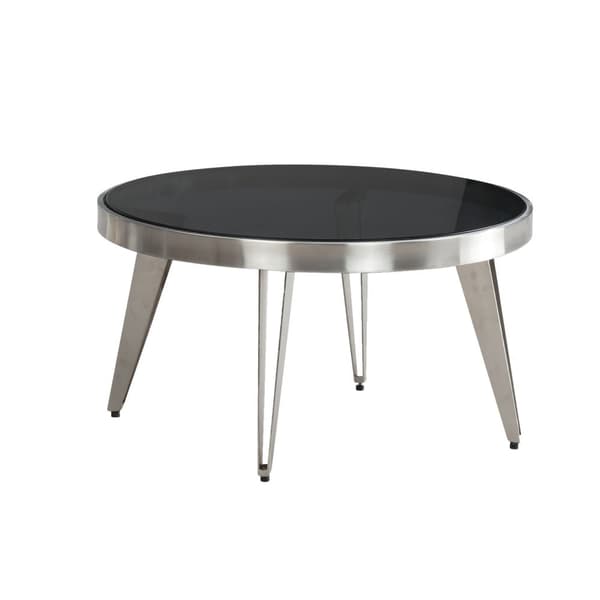 Rootz Modern Design Sofabord - Rundt bord - Spejlbord - Unikt håndlavet stykke - Sort/sølv - 60cm x 60cm x 33cm