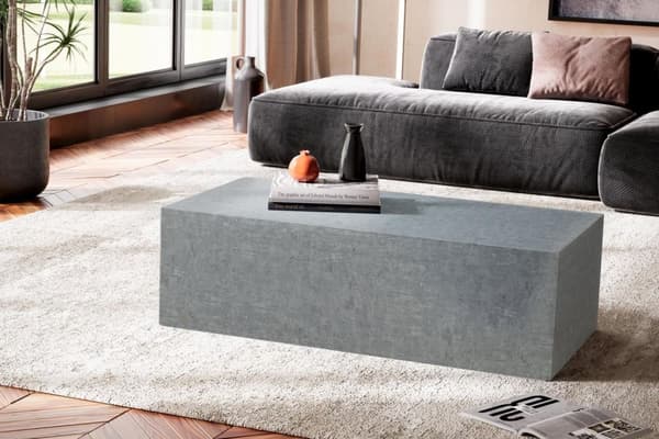 Rootz Minimalistiskt soffbord - Rektangulär design - Betongutseende - 100 cm x 50 cm x 30 cm - Folierad MDF - Reptålig melaminbeläggning