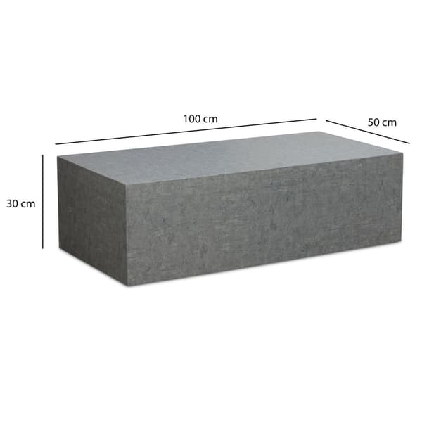 Rootz Minimalistiskt soffbord - Rektangulär design - Betongutseende - 100 cm x 50 cm x 30 cm - Folierad MDF - Reptålig melaminbeläggning