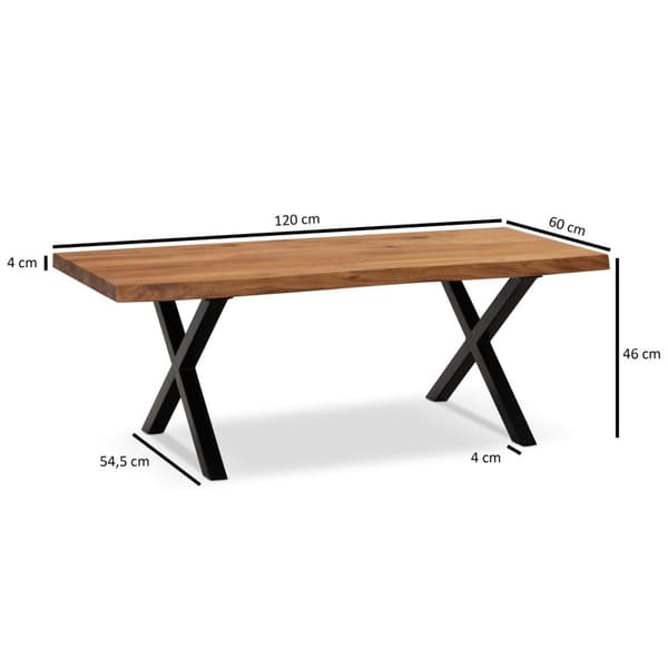 Rootz Modern Design Soffbord - Handgjort bord - Expressiva trädkanter - Stor bordsskiva - Metallben - 120cm x 60cm x 46cm