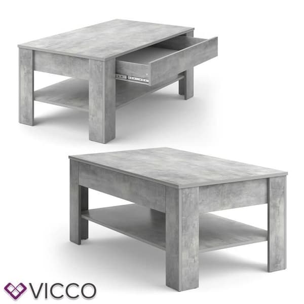 Vicco soffbord med låda 110 x 65 cm betong - vardagsrum soffbord soffbord