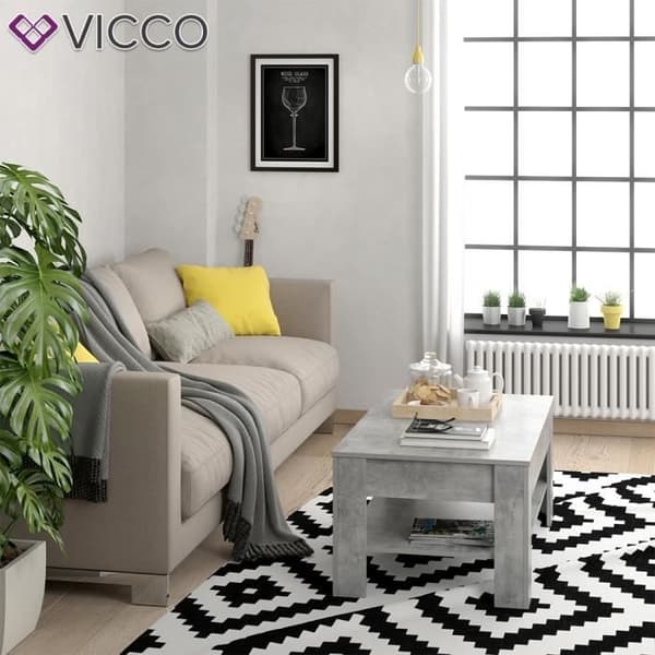 Vicco soffbord med låda 110 x 65 cm betong - vardagsrum soffbord soffbord