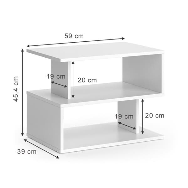 Vicco Shelby Soffbord, Vit, 59 x 39 cm