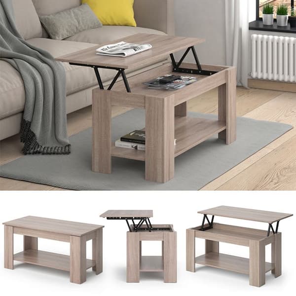 Vicco Lorenz soffbord, Sonoma, 100 x 50 cm med lyftfunktion