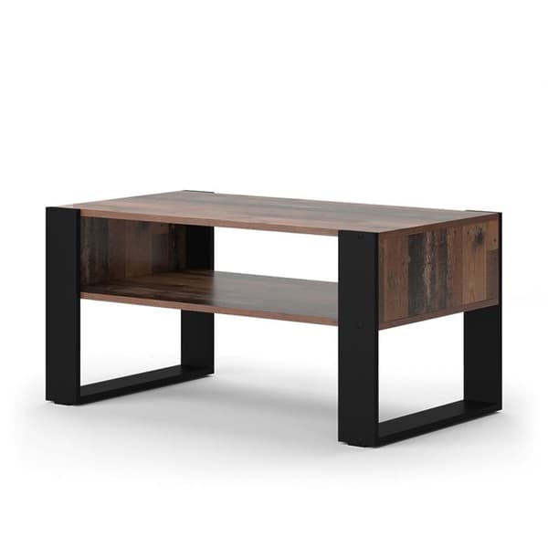 Olli soffbord, 92 x 45,6 cm med hylla, Antikt trä, Vicco