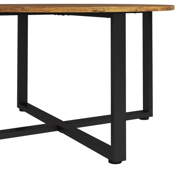 Fyrk soffbord, 80 x 47 cm med metallstomme, Rustik ek, Vicco