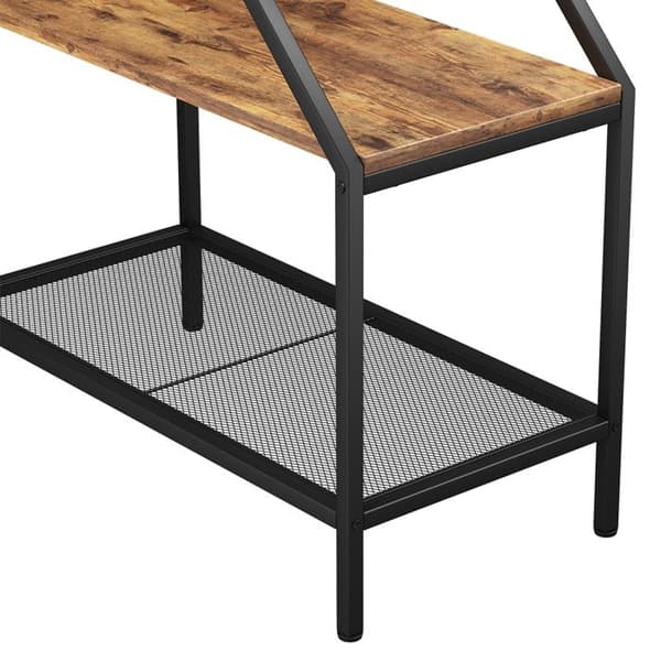 Fyrk soffbord, 30 x 61,5 cm med 2 öppna fack, Rustik ek, Vicco