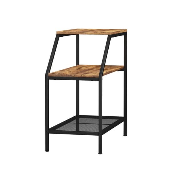 Fyrk soffbord, 30 x 61,5 cm med 2 öppna fack, Rustik ek, Vicco