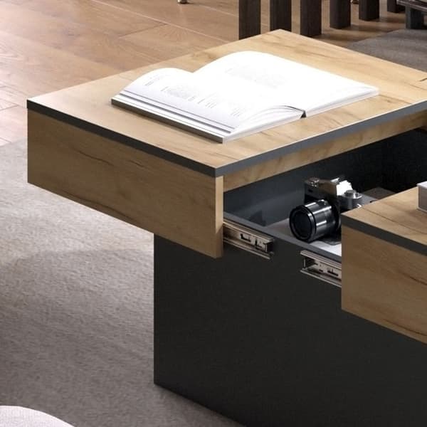 Boto soffbord, 95 x 40 cm utdragbart, antracit/gyllene ek, Vicco